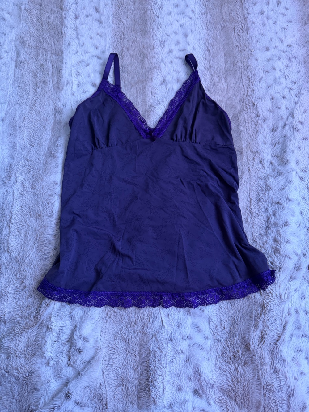 Vintage Purple Lace-Trim Slip Tank
